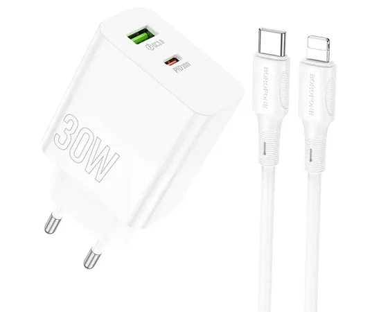 СЗУ Borofone BA75A PD30W+QC3.0 + Type-C + Lightning White