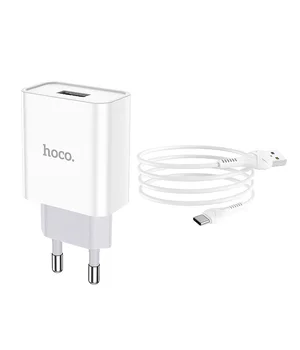 СЗУ HOCO C81A (1USB/2.1A) + Type-C Белый СЗУ HOCO C81A (1USB/2.1A) + Type-C Белый