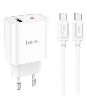 СЗУ HOCO C80A Plus Rapido PD20W+QC3.0 (1Type-C/1USB) + Type-C to Type-C White