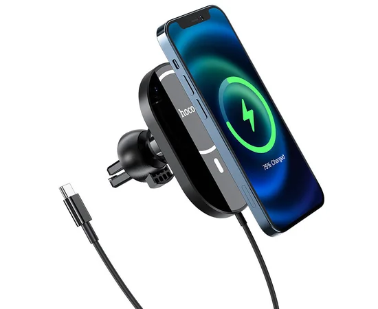 Автодержатель с БЗУ Hoco CA90, магнитный Черный
