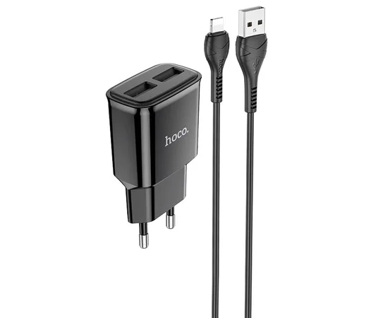 СЗУ HOCO C88A (2USB/2.4A) + Lightning Черный