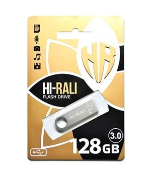 Флеш накопичувач USB 3.0 Hi-Rali Shuttle 128 GB Срібна серія Срібний