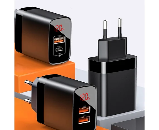 СЗУ Baseus Mirror Lake Dual QC Digital Display 2USB Черный