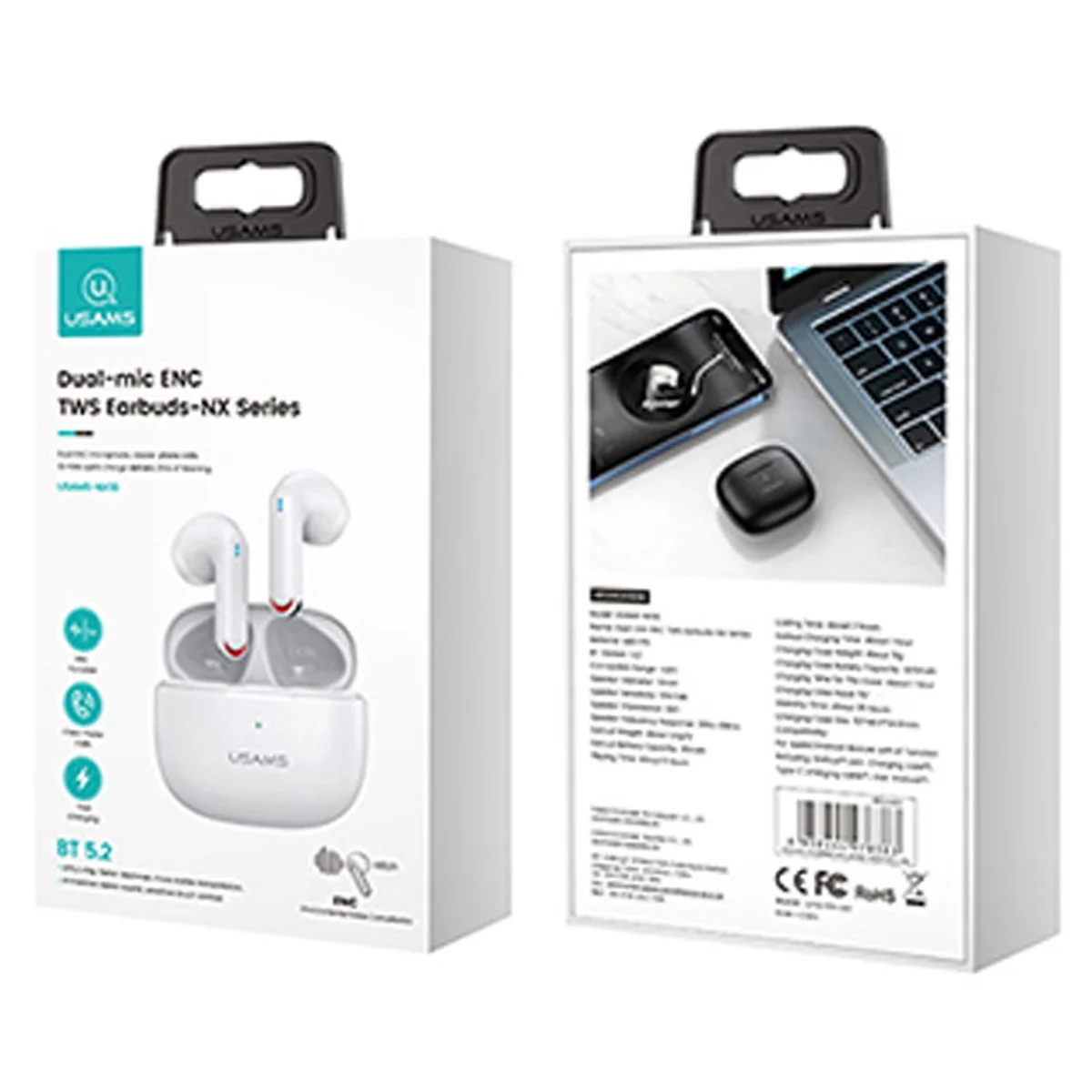 Бездротові навушники TWS Usams-NX10 BT 5.2 White