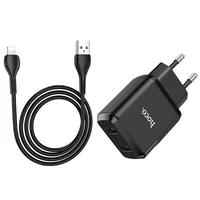 СЗУ HOCO N7 (2USB/2,1A) + USB - Lightning Черный