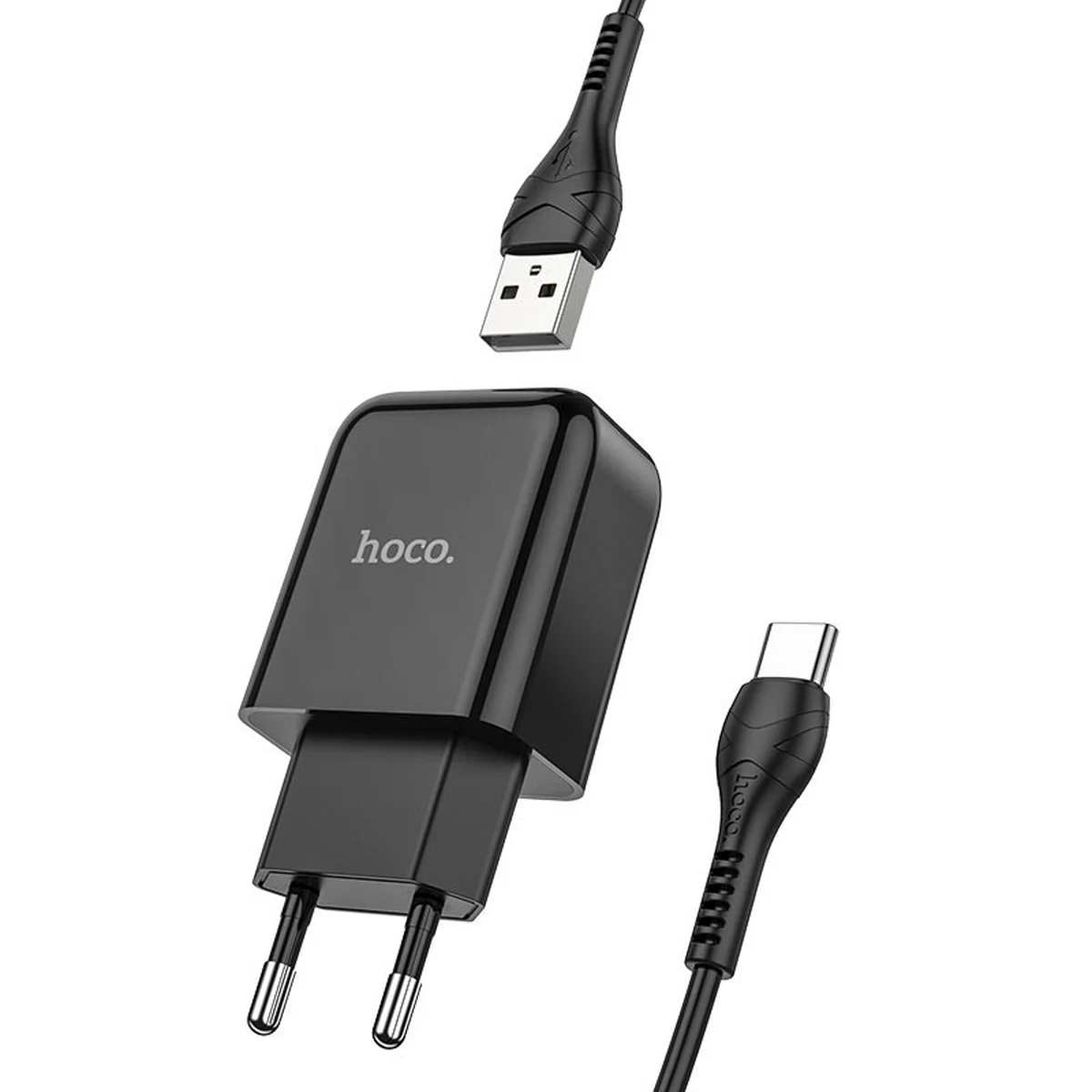СЗУ HOCO N2 (1USB / 2.1A) + USB - Type-C Чорний