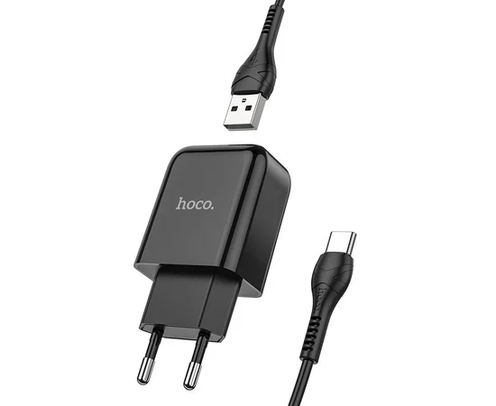 СЗУ HOCO N2 (1USB/2.1A) + USB - Type-C Черный
