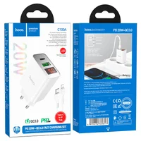 СЗУ HOCO C100A PD20W+QC3.0 + Type-C to Lightning White