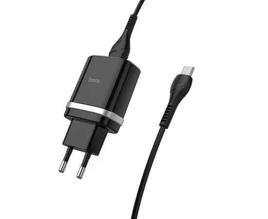 СЗУ Hoco C12Q Smart QC3.0 (1USB/3A) + MicroUSB Черный
