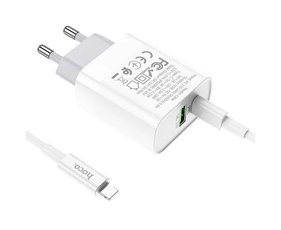 СЗУ HOCO C80A Rapido PD+QC3.0 Type-C + USB + Type-C to Lightning cable Белый