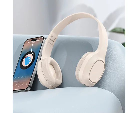 Накладные беспроводные наушники Hoco W46 Charm Milky White