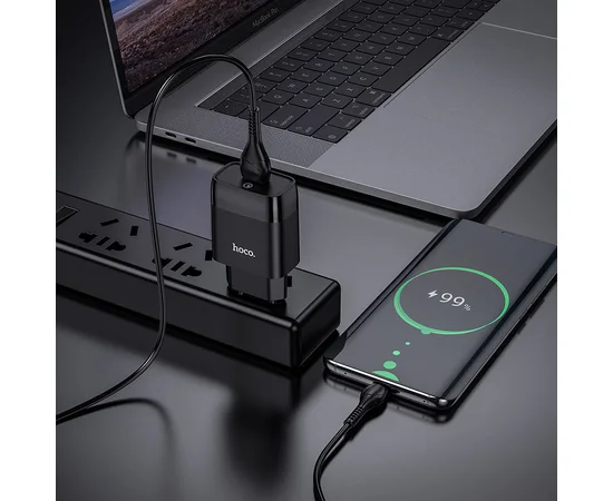 СЗУ Hoco C72Q QC3.0 (1USB/2A) + MicroUSB Черный