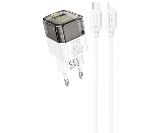 СЗУ Hoco C131A Platium PD30W+QC3.0 + Type-C to Lightning Transparent black