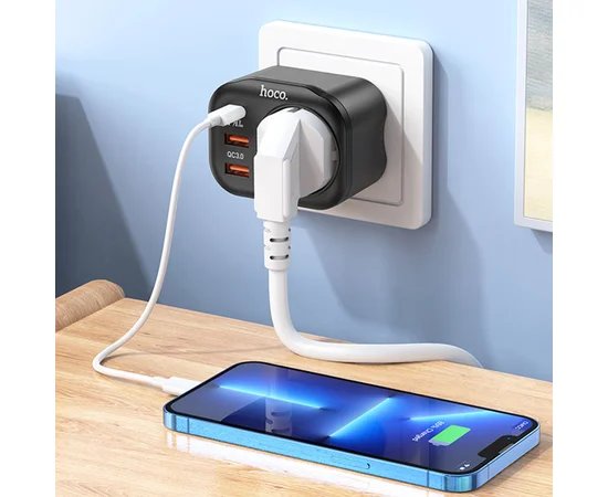 СЗУ Hoco NS3 Multifunctional PD20W (2USB/1Type-C/1xSocket) Black