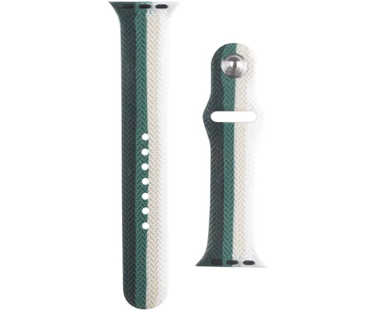 Силиконовый ремешок Braided для Apple watch 38mm / 40mm Зеленый / Белый