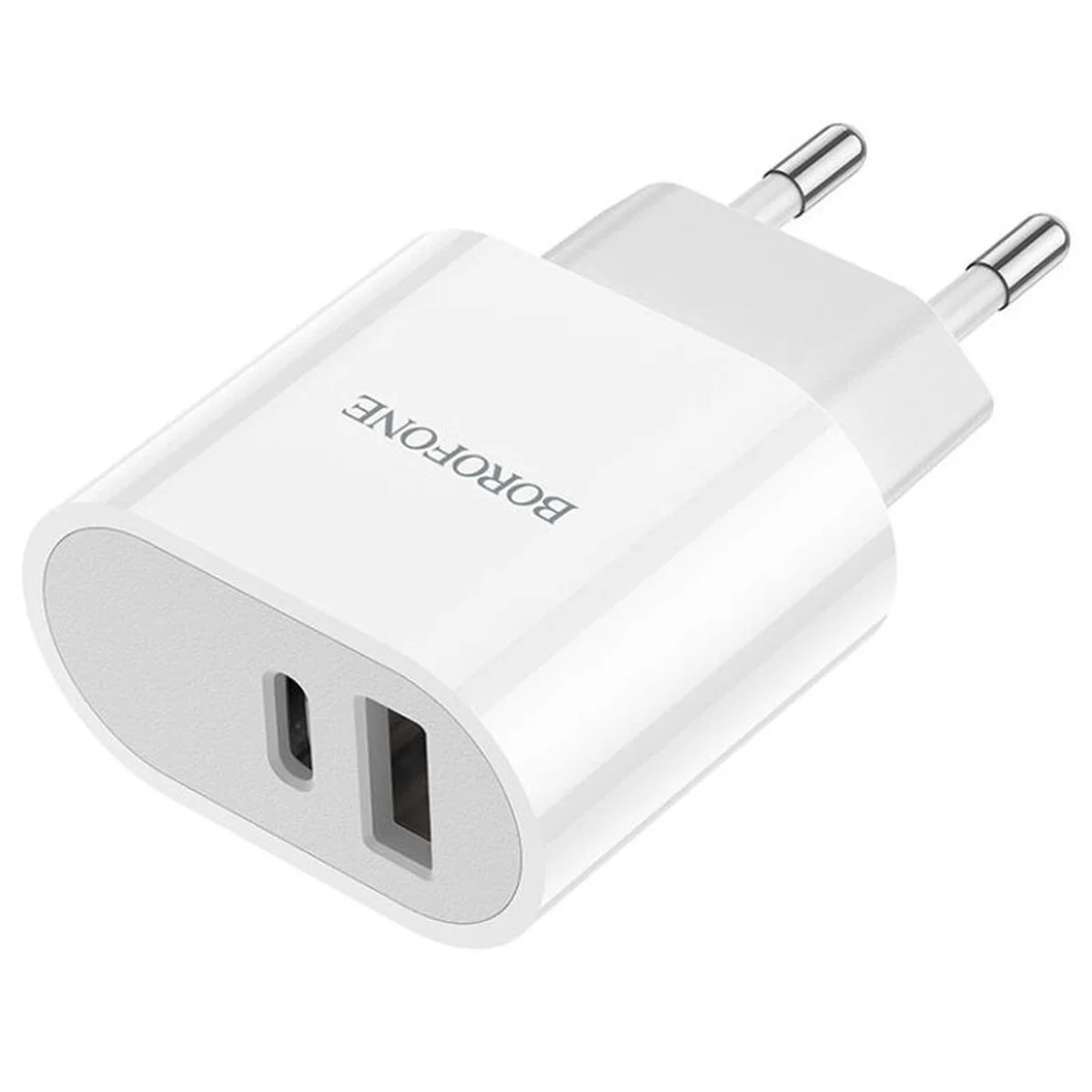 СЗУ Borofone BA62A Wiseacre PD12W (1USB/1Type-C/2.4A) + Type-C to Lightning Белый