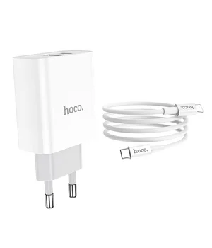 СЗУ HOCO C80A Rapido PD+QC3.0 Type-C + USB + Type-C to Type-C Білий