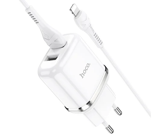 СЗУ Hoco N4 (2USB/2.4A) + Lightning Белый