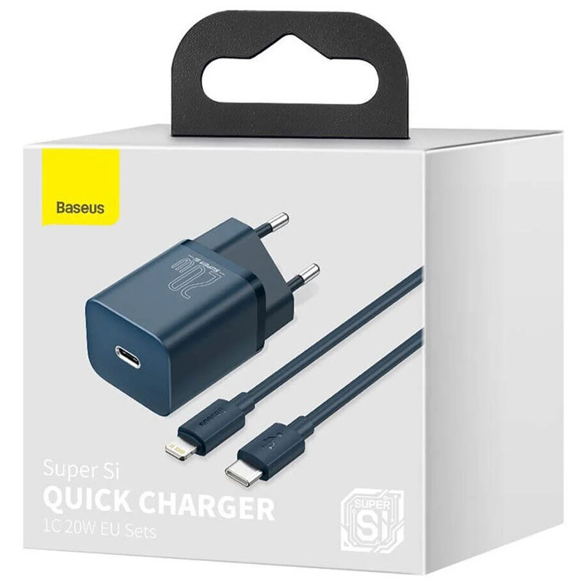 СЗУ Baseus Super Si Quick Charger 1C 20W + кабель Type-C to Lightning (TZCCSUP-B) Синій