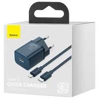 СЗУ Baseus Super Si Quick Charger 1C 20W + кабель Type-C to Lightning (TZCCSUP-B) Синій