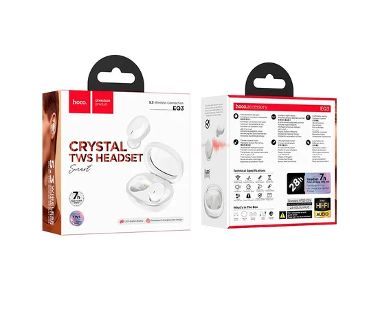 Беспроводные TWS наушники Hoco EQ3 Smart White
