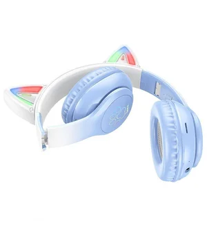 Накладные беспроводные наушники Hoco W42 Cat Crystal Blue