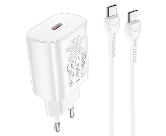 СЗУ Hoco N22 Jetta PD25W + Type-C to Type-C Белый