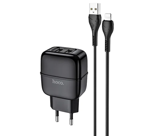 СЗУ Hoco C77A (2USB/2.4A) + Lightning Черный