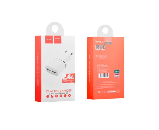 СЗУ Hoco C12 Dual USB Charger 2.4A Белый