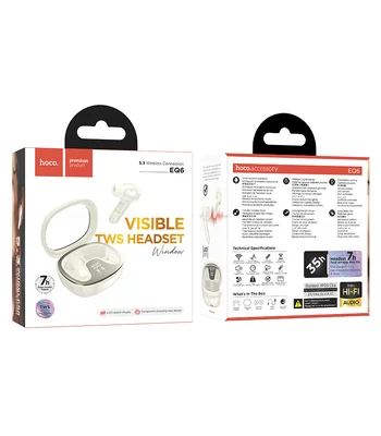 Беспроводные TWS наушники Hoco EQ6 Shadow Milky White