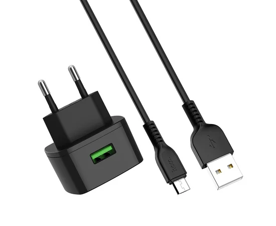 СЗУ Hoco C70A QC3.0 (1USB/3A) + microUSB Черный