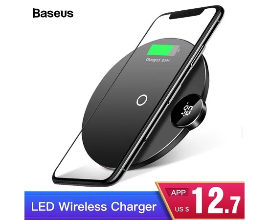 Беспроводное зарядное устройство Baseus Digital LED Display WXSX-01 Черный