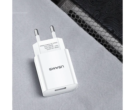 СЗУ USAMS US-CC075 T18 Single USB Travel Charger (EU) Белый