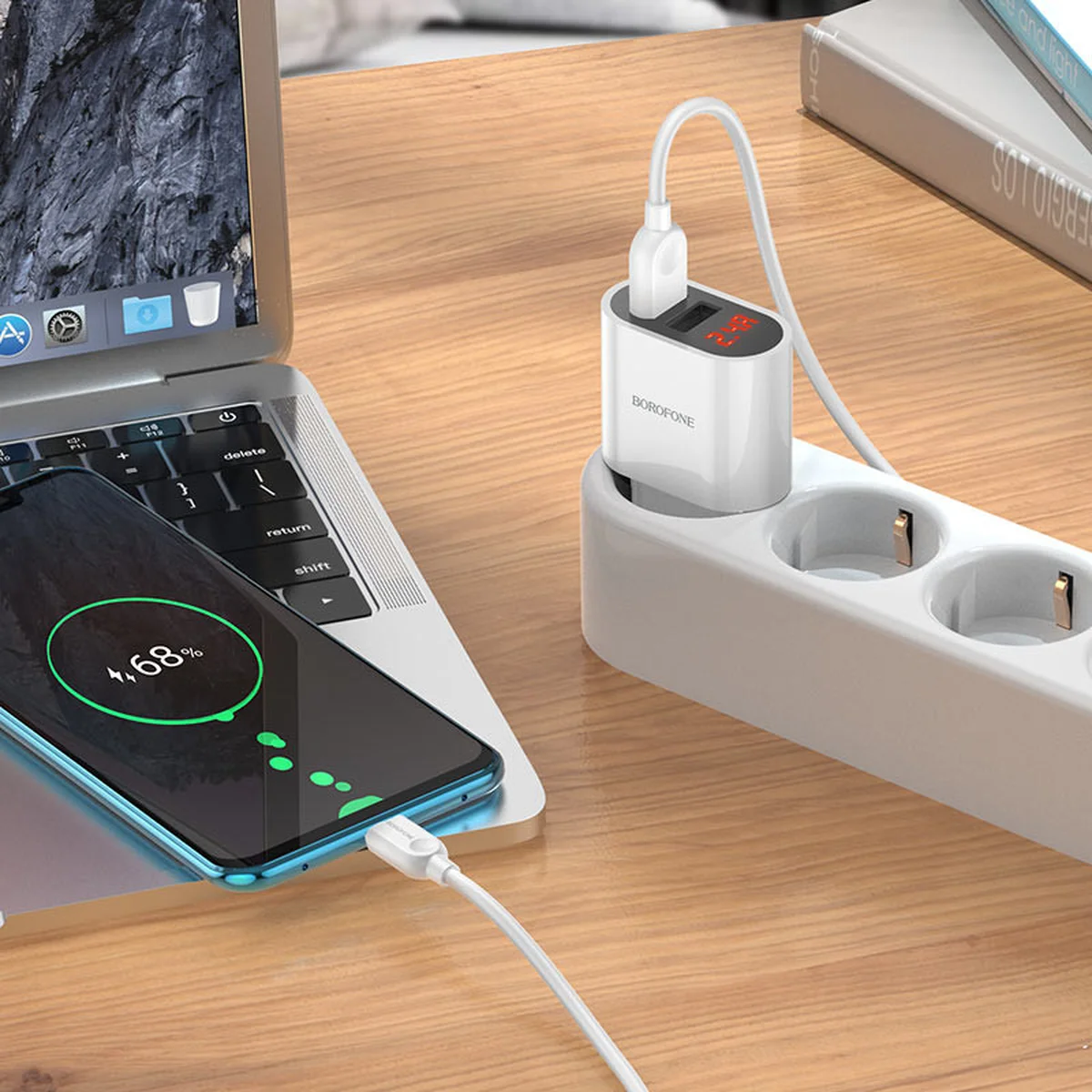 СЗУ Borofone BA63A Richy + Type-C Белый