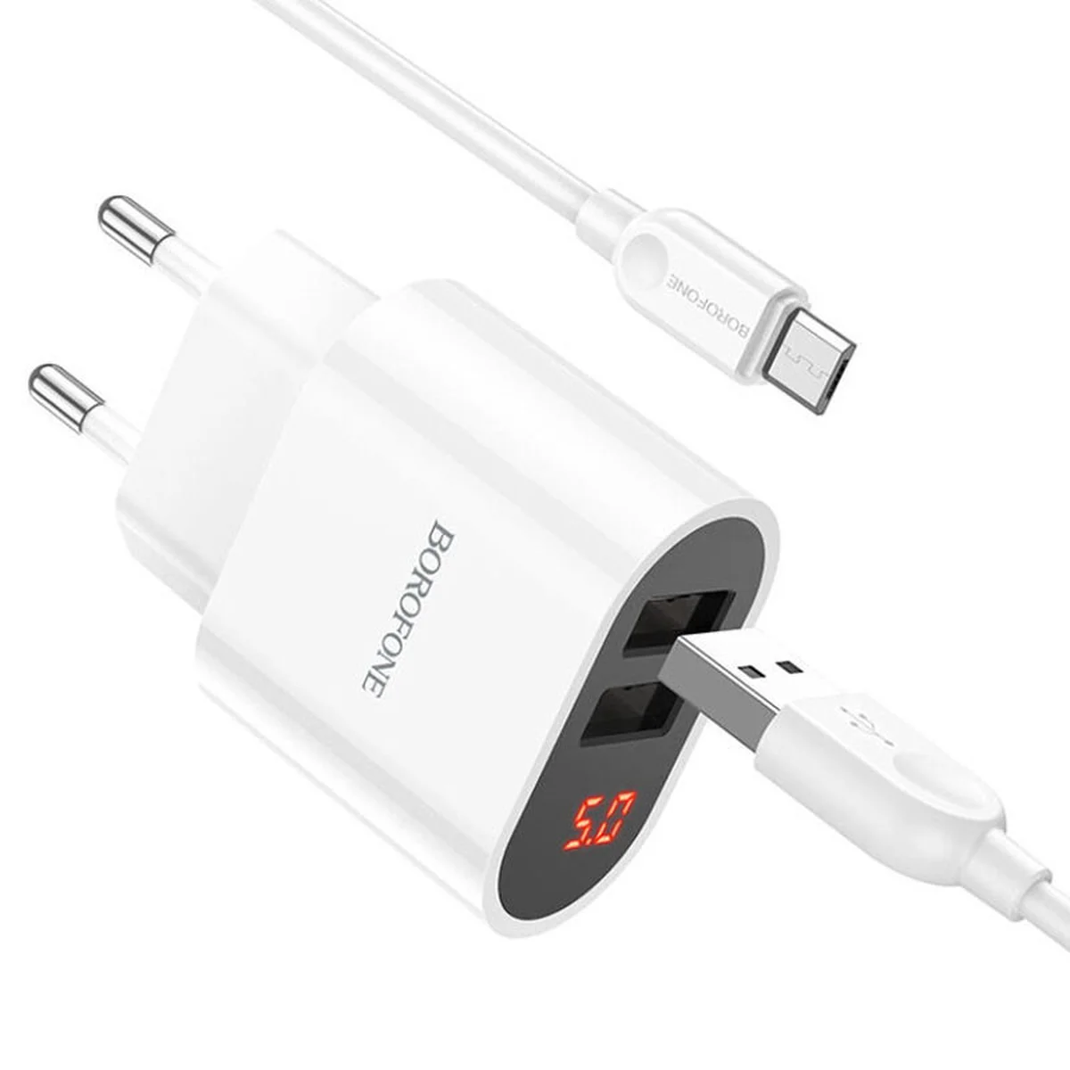 СЗУ Borofone BA63A Richy + MicroUSB Белый