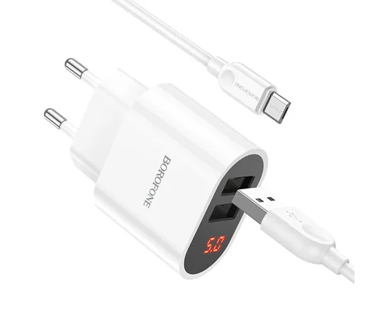 СЗУ Borofone BA63A Richy + MicroUSB Белый
