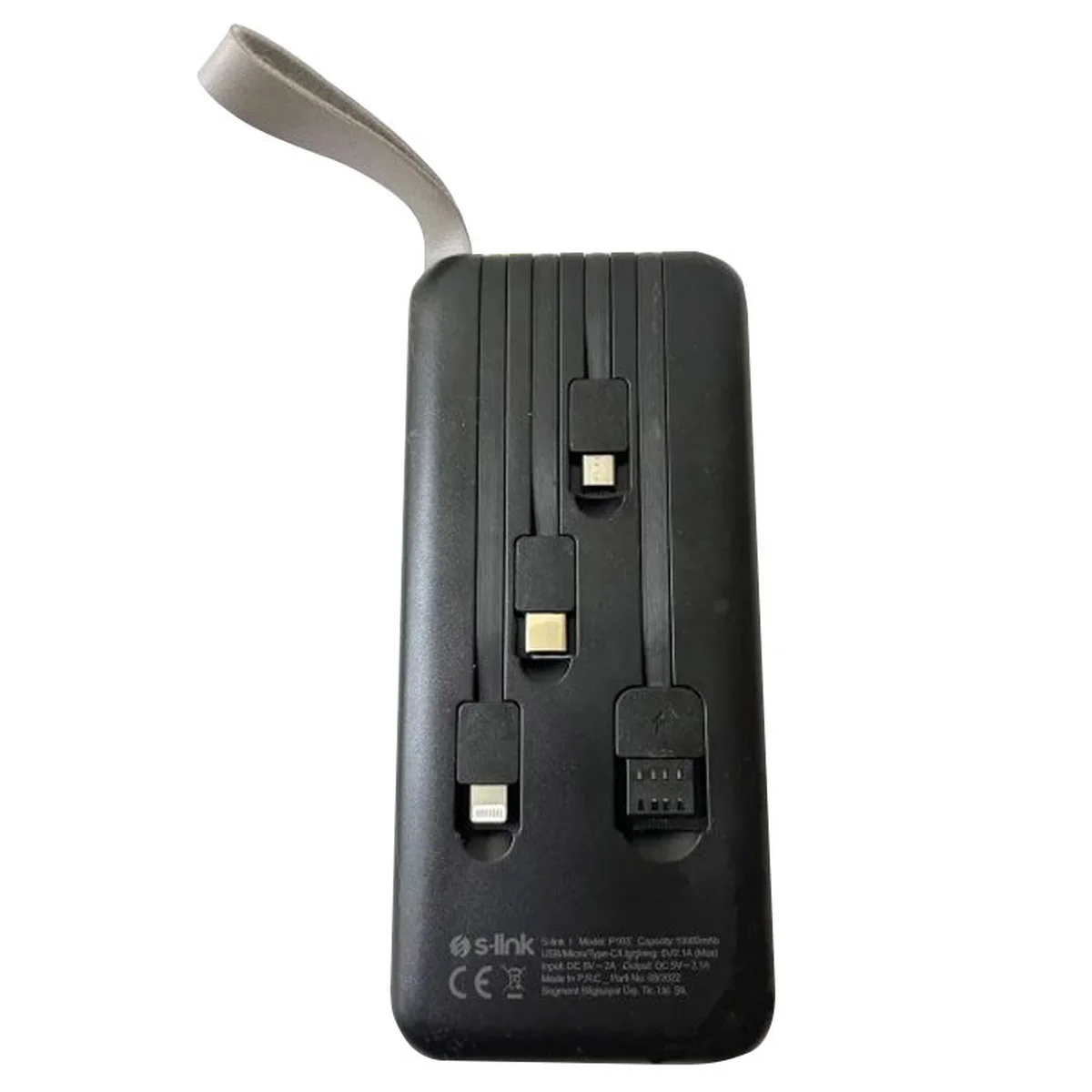Портативний зарядний пристрій Power Bank S-link 10000 mAh 2 USB with 10 LED Light and Charge Cable Чорний