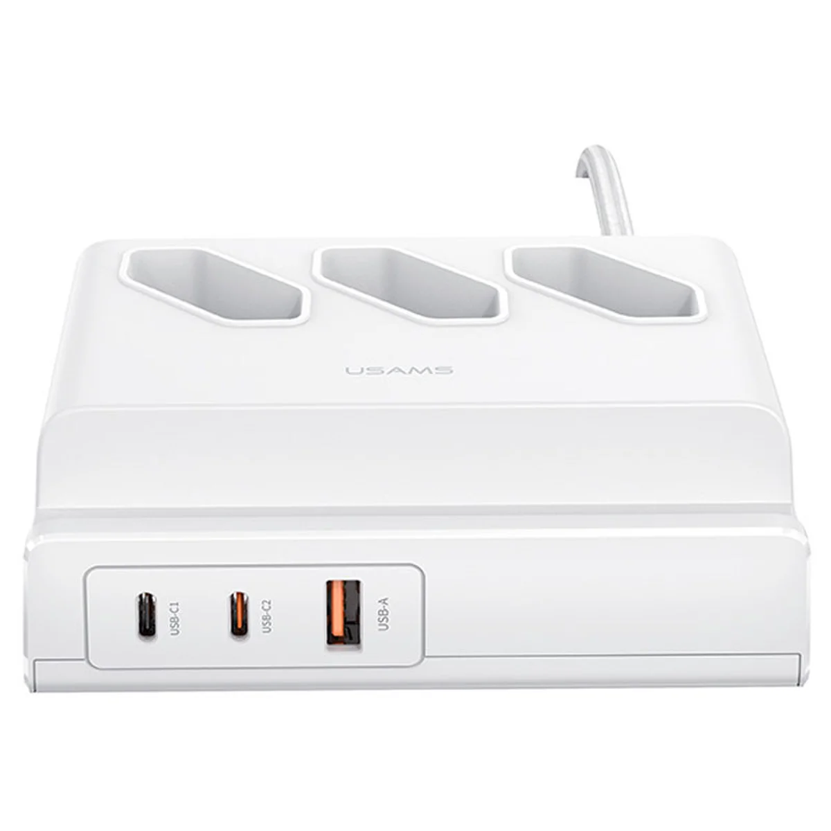 СЗУ Usams US-CC160 P1 65W Super Si Fast Charging USB Extension Socket White