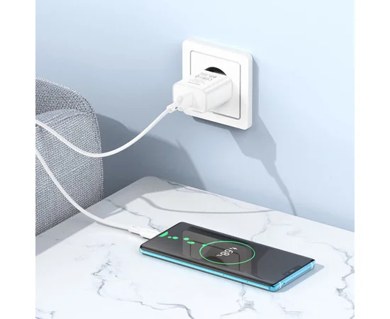 СЗУ Borofone BA72A Spring QC3.0 USB to Type-C White