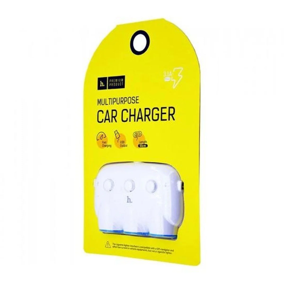 АЗУ с разветвителем прикуривателя Hoco C1 (3 порта+2USB/3.1A) White