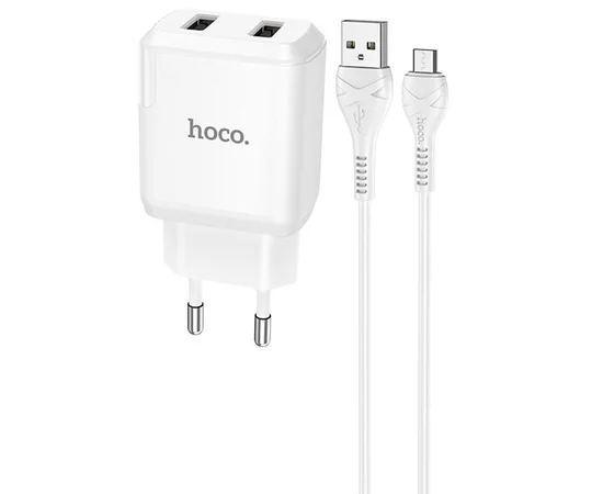 СЗУ HOCO N7 (2USB/2,1A) + USB - MicroUSB Белый