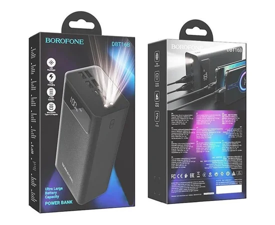 Портативное зарядное устройство Power Bank BOROFONE DBT16A 40 000 mAh Black