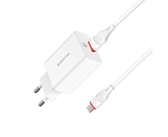 СЗУ Borofone BA21A Long journey QC3.0 (1USB/3A) + MicroUSB Белый