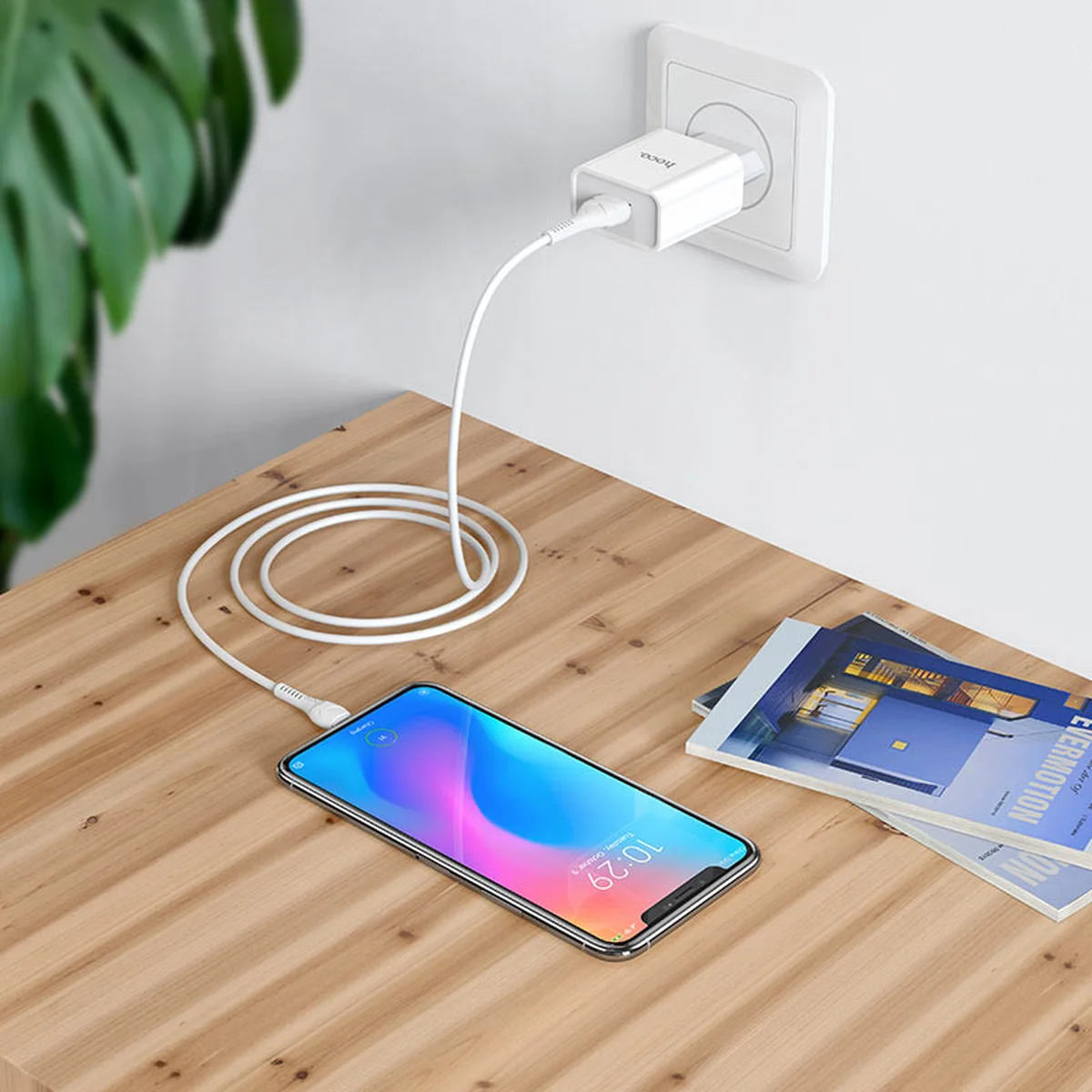 СЗУ HOCO C81A (1USB/2.1A) + MicroUSB Белый