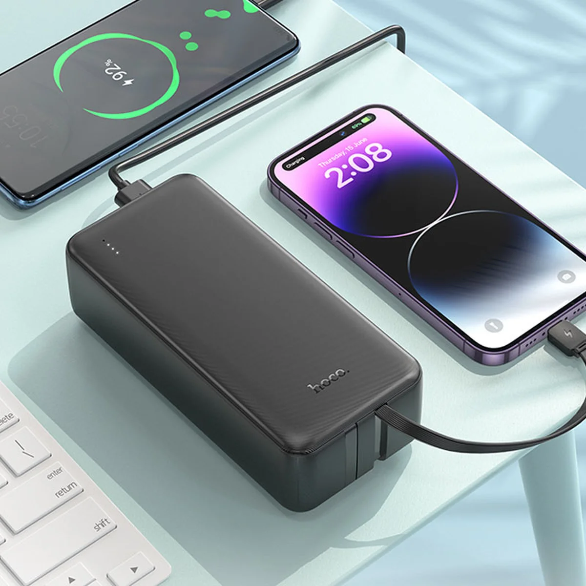 Портативное зарядное устройство Power Bank Hoco J118B Speed energy with cable 30 000 mAh Black