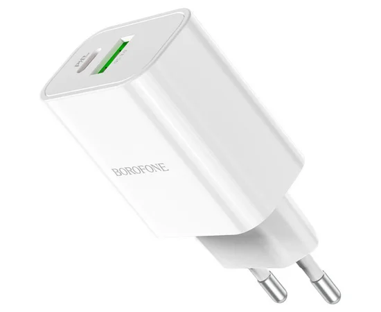 СЗУ Borofone BA55A PD20W+QC3.0 (1USB/1Type-C/3A) Белый