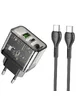 СЗУ Hoco N34 Dazzling PD20W+QC3.0 + Type-C to Type-C Transparent black