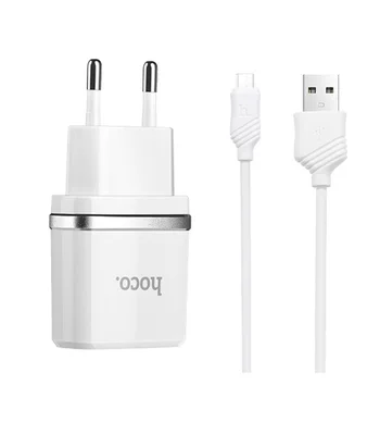 СЗУ Hoco C11 USB Charger 1A (+кабель microUSB 1м) Белый