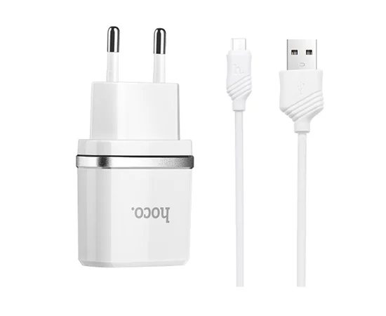 СЗУ Hoco C11 USB Charger 1A (+кабель microUSB 1м) Белый