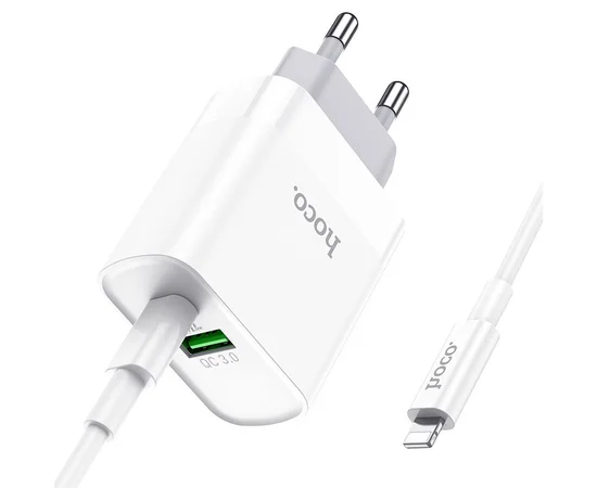 СЗУ HOCO C80A Rapido PD+QC3.0 Type-C + USB + Type-C to Lightning cable Белый